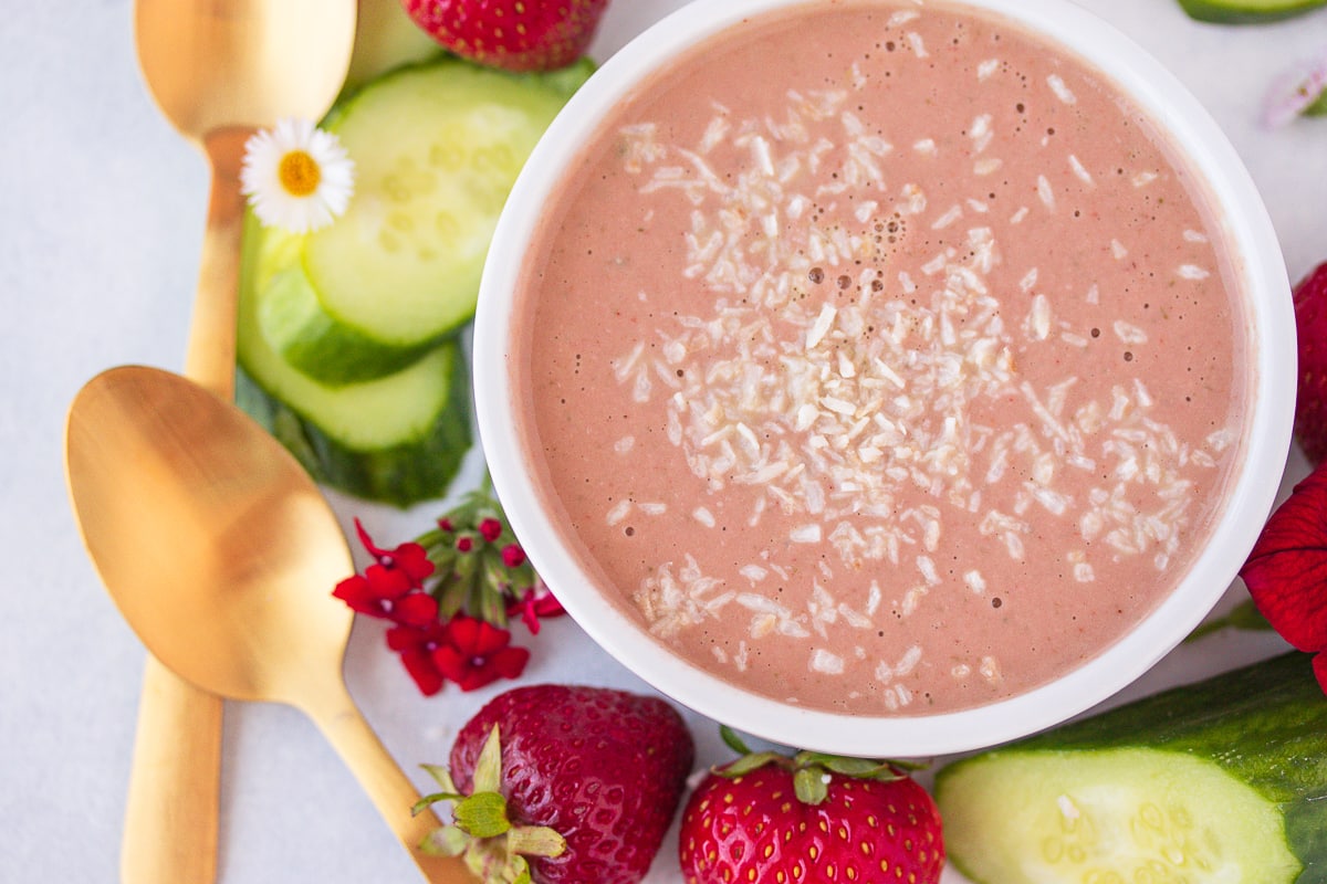 Vegan Chilled Strawberry Cucumber Soup Clean Eating Kitchen