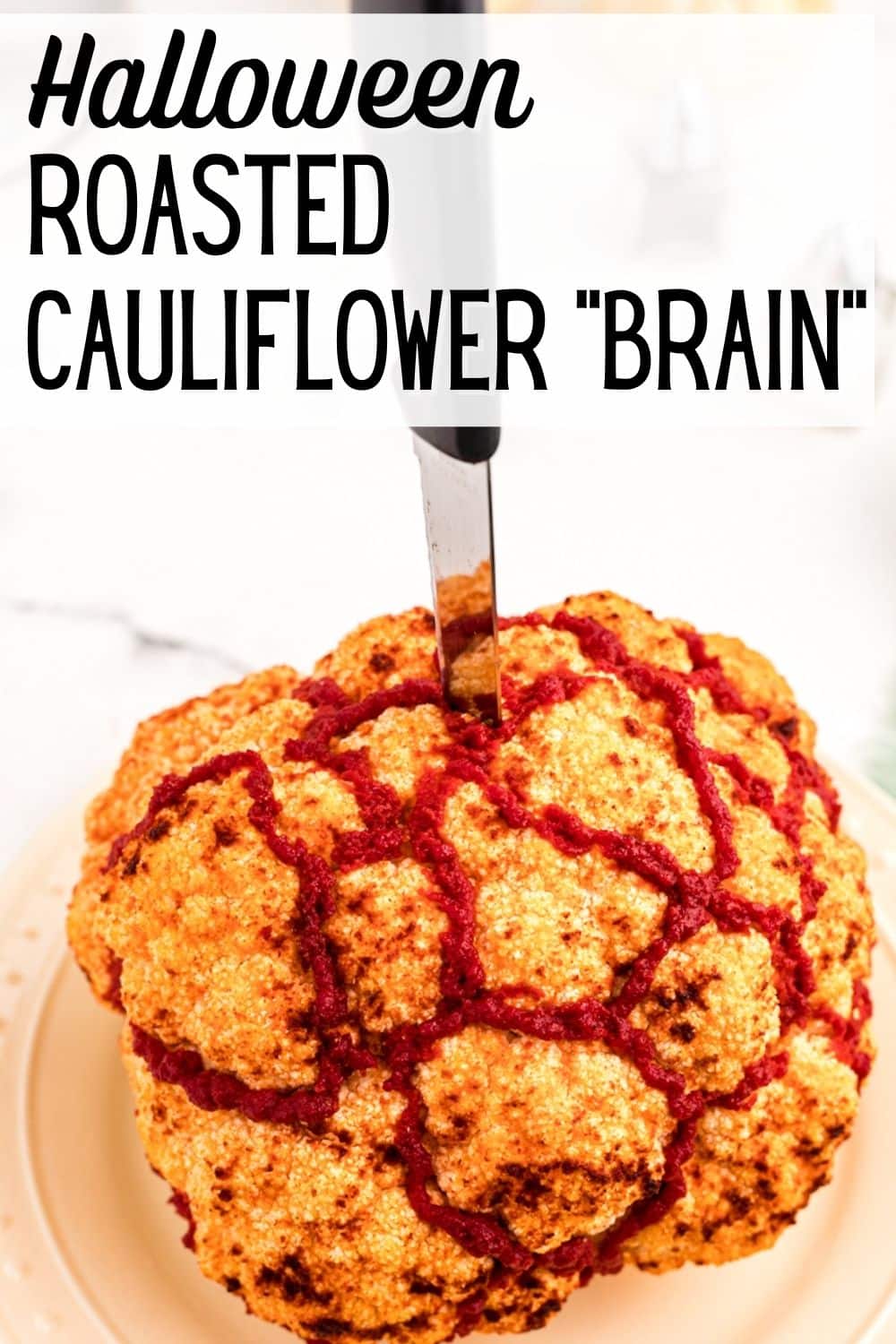 Halloween Roasted Cauliflower Brain - Clean Eating Kitchen
