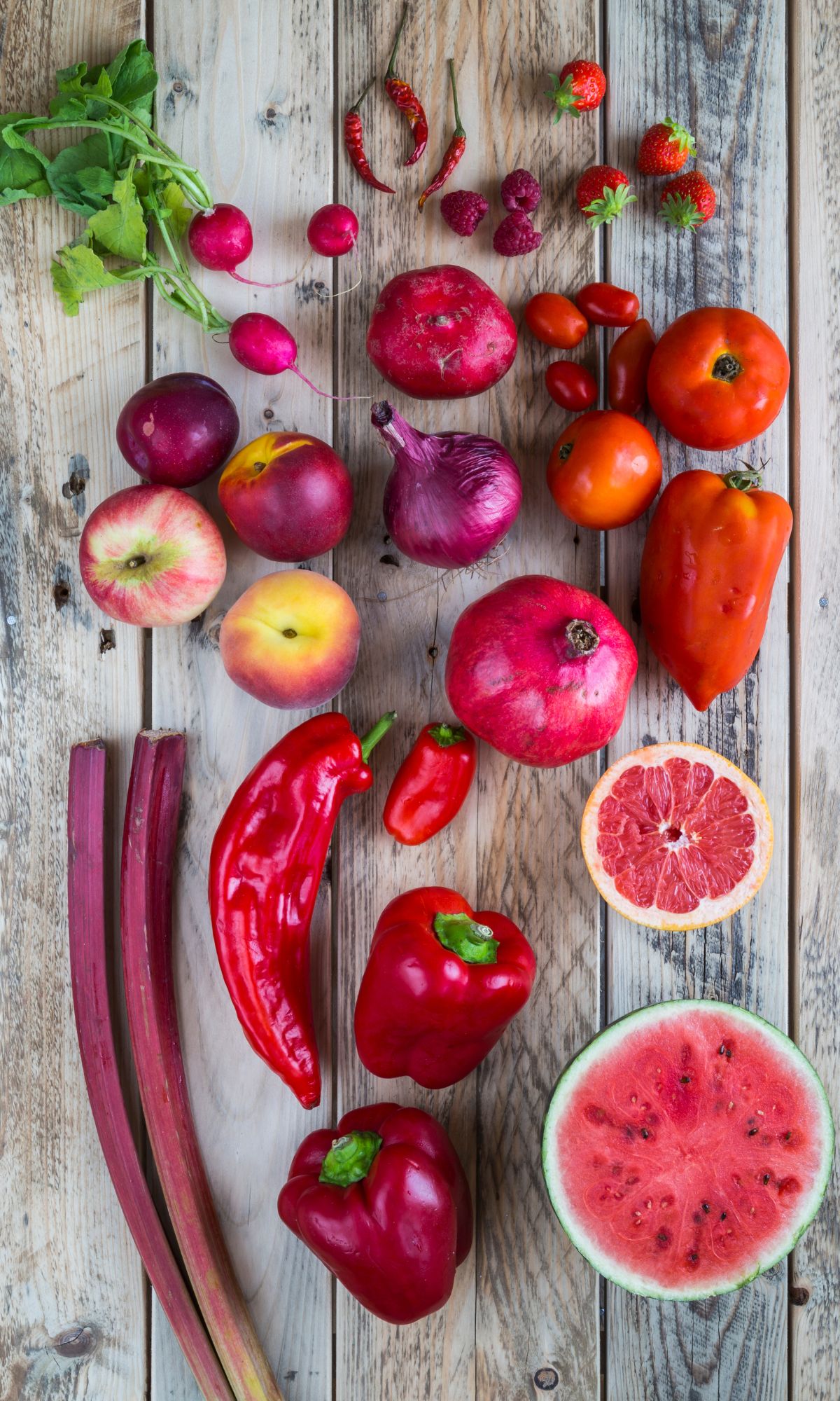 red fruits and vegetables list