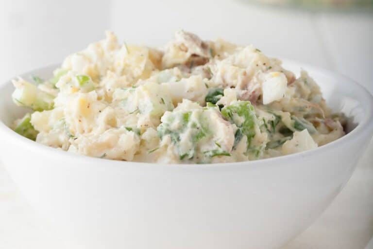 a bowl of Costco's copycat potato salad.